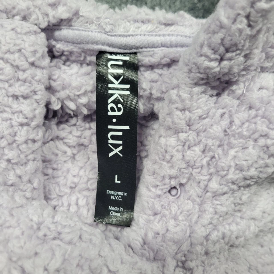 Lukka Lux Hoodie Sweatshirt Women Large Purple Plush Cozy Pullover Lounge Henley - Image 2 of 4