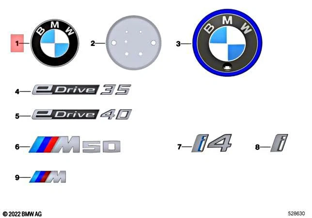 Genuine BMW I G26 i4 eDrive40 M50 Gran Coupe Plaque (diameter