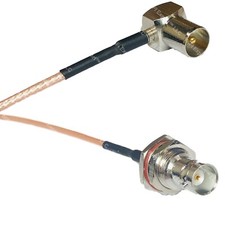RG316 DVB Pal Male Angle to BNC FEMALE BIG BULKHEAD RF Cable Rapid-SHIP LOT