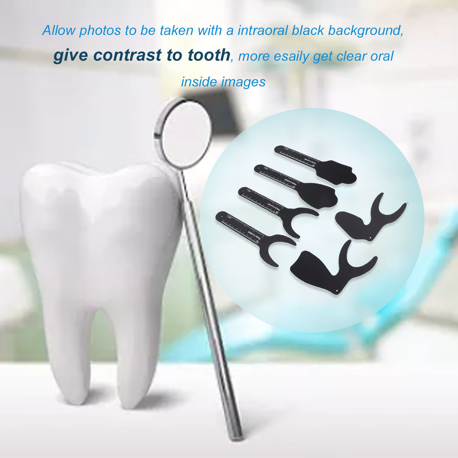 6pcs Intraoral Photographic Black Background Metal Dental Photo