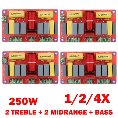 1/2/4Pc 250W 5 Way Crossover Speakers Filter Frequency Divider 2 Treble NEW