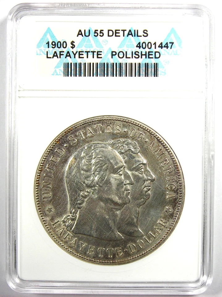 1900 Lafayette Silver Dollar $1 Coin - Certified ANACS AU55 Details - Rare Type! - Image 2 of 4