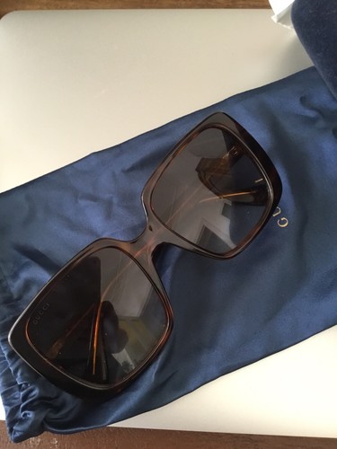 Gucci Sonnenbrille Braun Gold Eckig Oversize GU451K01N-011 Animal Print , Neu