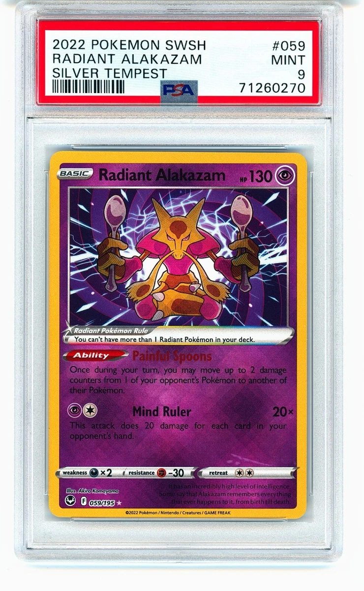 PSA 9 - Pokemon Card - Silver Tempest 059/195 - RADIANT ALAKAZAM