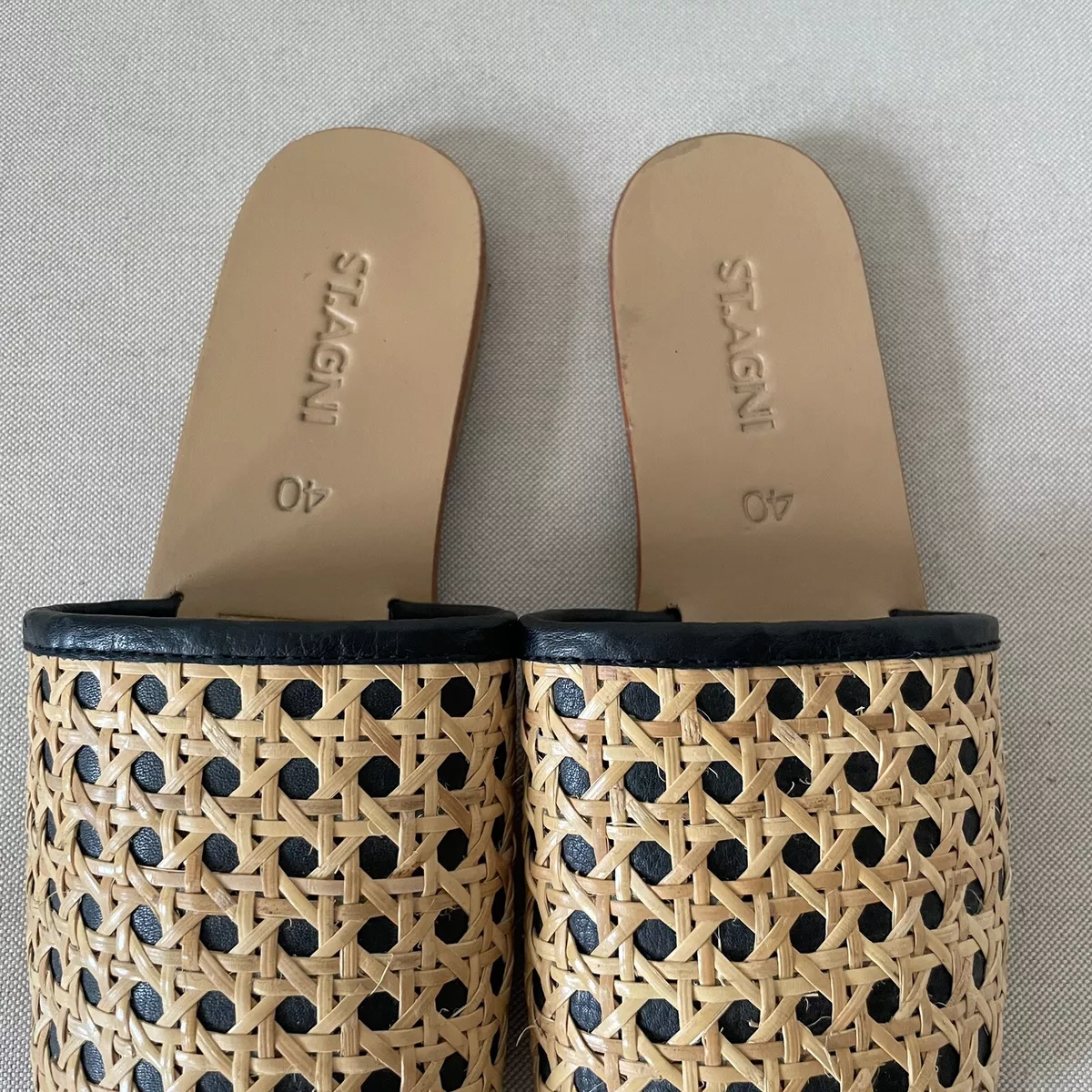 St agni hennie rattan slides sale