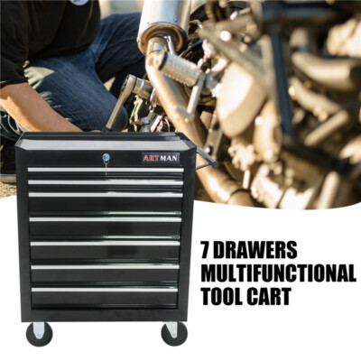 7 Drawer Rolling Tool Cart Chest Garage Tool Storage Cabinet Tool Box w/ Wheels