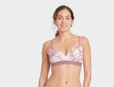 Auden Women's Push Up Wirefree Bra Orchid Leaves Print Size 32DD A1039