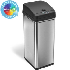 New 13-Gallon Touch-Free Sensor Automatic Stainless-Steel Trash Can Kitchen 50R