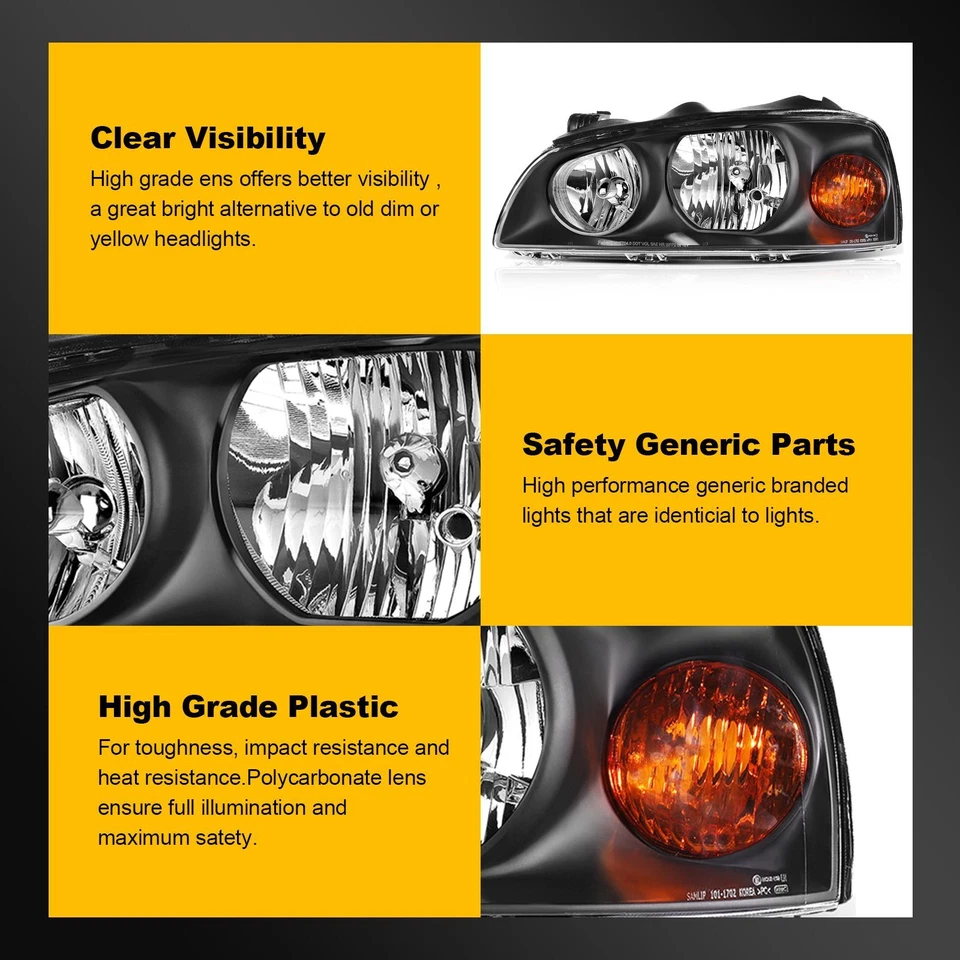 Conjunto de faros para Hyundai Elantra 2004 2005 2006 carcasa negra par diestro+derecho Foto 4 de 4