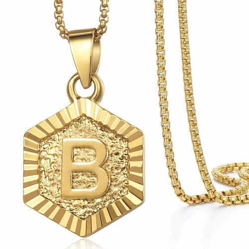 Hexagon A-Z Gold Plated 14k Initial 