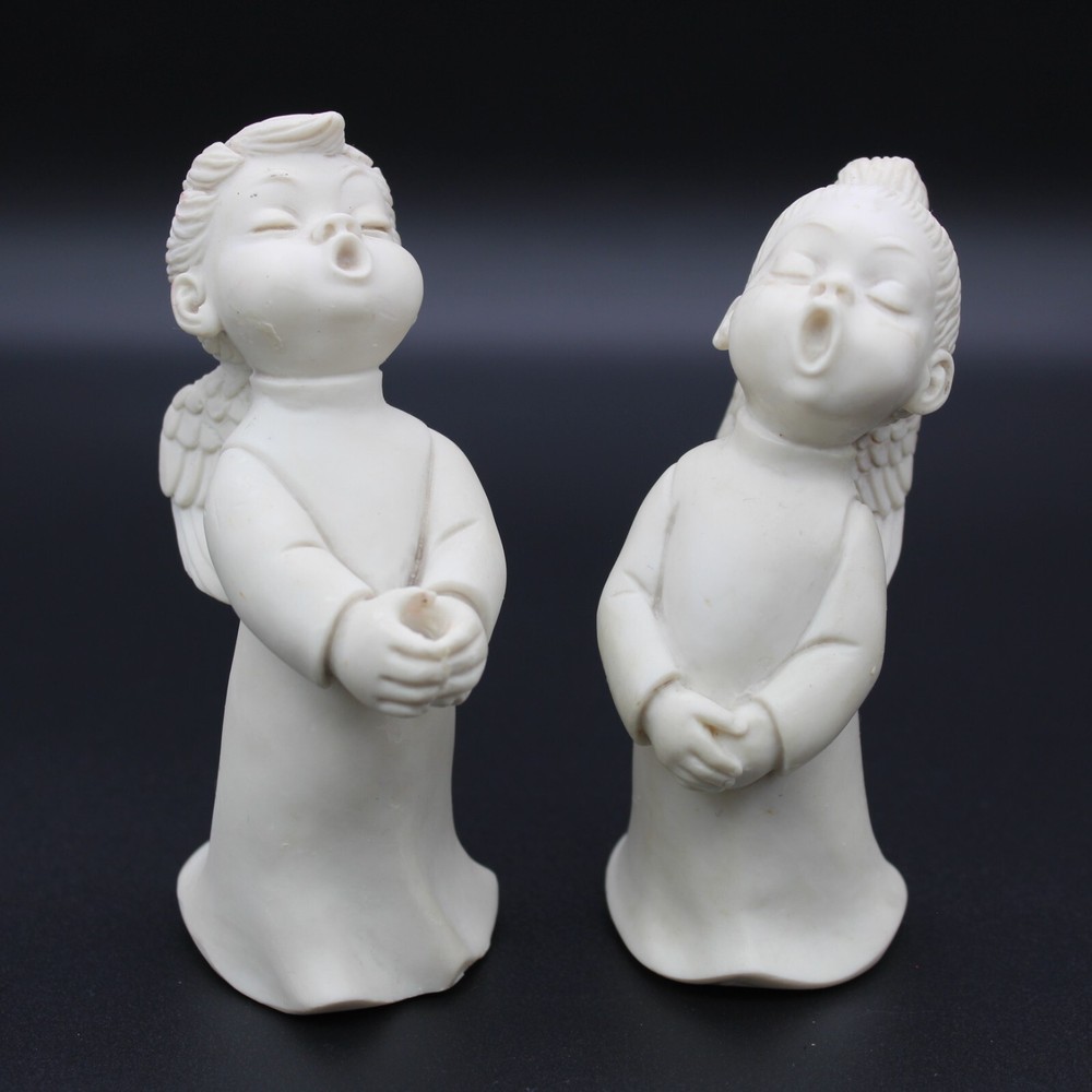 Pair of BIANCHI G Ruggeri Sculpted Singing Choir Angels Cherubs Made in Italy 4