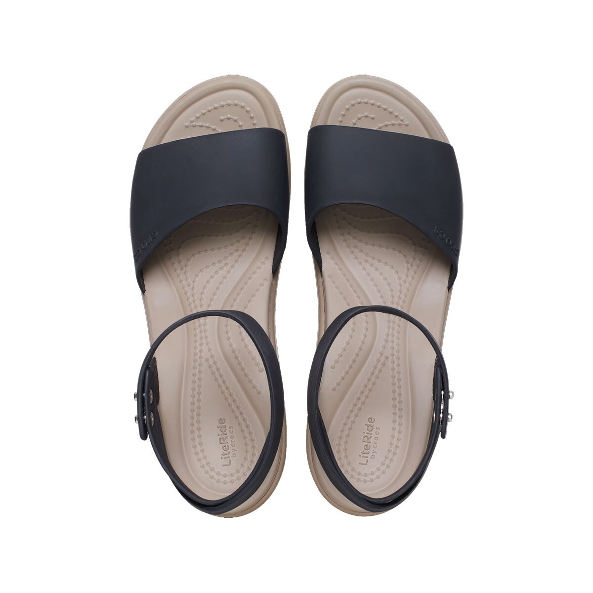 【nkux】 New CROCS Womens BROOKLYN ANKLE STRAP WEDGE 209406-07H BLACK W 5