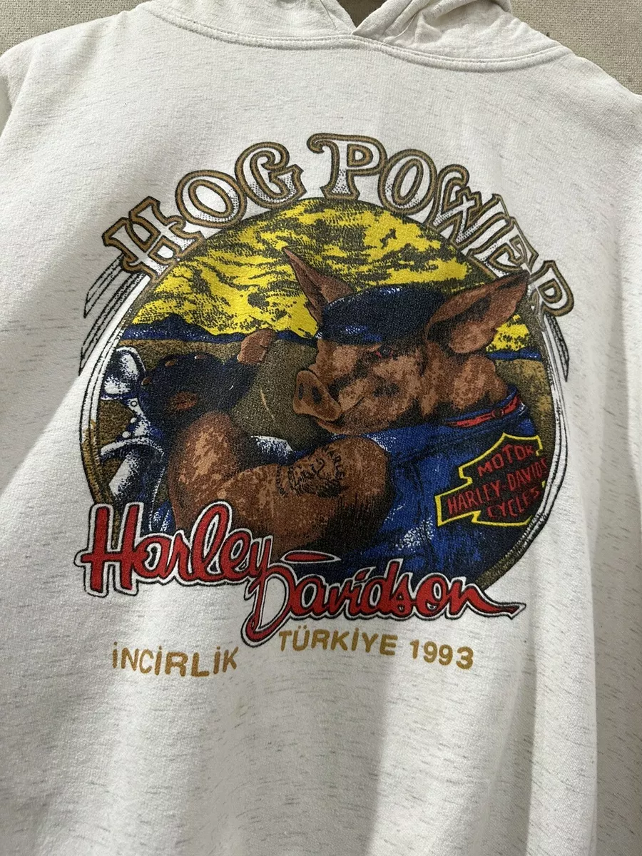 Vintage 80s Harley Davidson Hog Power hoodie Made In USA 3D Emblem