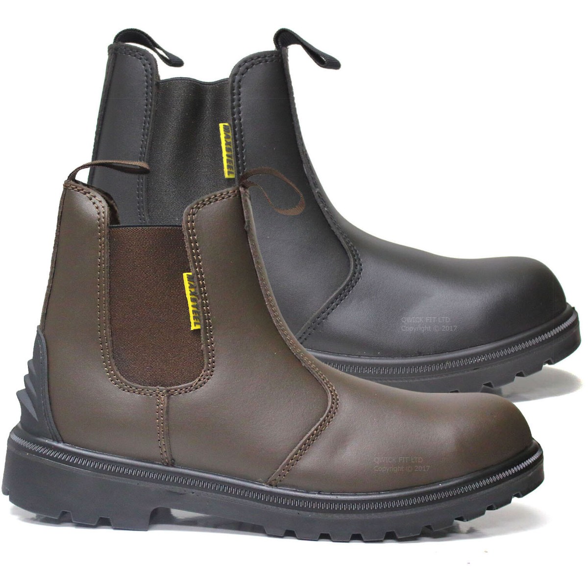 NEW MENS LIGHTWEIGHT LEATHER SAFETY WORK STEEL TOE CAP DEALER CHELSEA BOOTS  SIZE