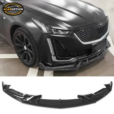 Fits 20-24 Cadillac CT5 Front Bumper Lip Spoiler 3pc Gloss Black PP
