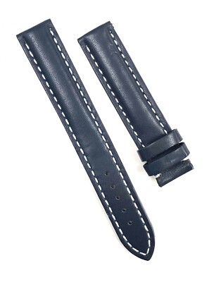 Genuine New Breitling Navy Blue/White Stitching Leather Band Strap 18mm x 18mm