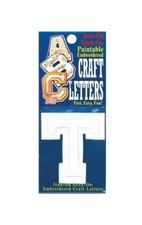 Joy S.A. Iron-On / Stick On Embroidered Applique White LETTER "T" Approx 2" X 2"