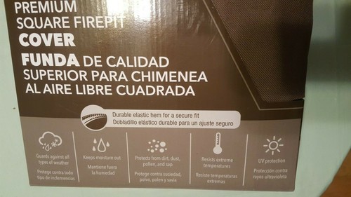 ☑️ Cubierta cuadrada premium para fogata de 38 pulgadas. Nueva tela duradera marrón elemental - Imagen 5 de 5