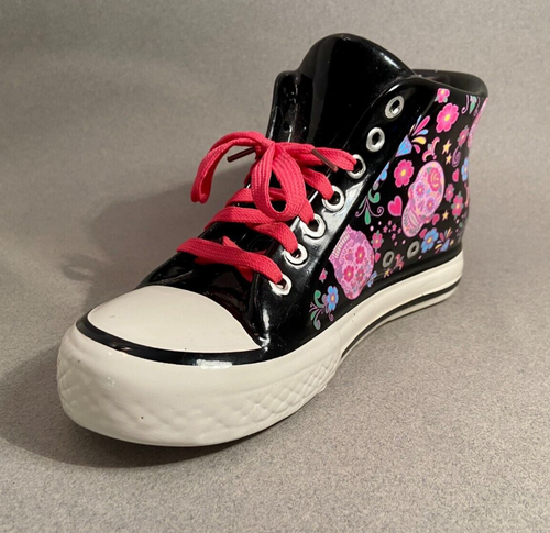 FAB Starpoint Colorful Ceramic High Top Show Sneaker Coin Bank - Pink & Black - Picture 2 of 7