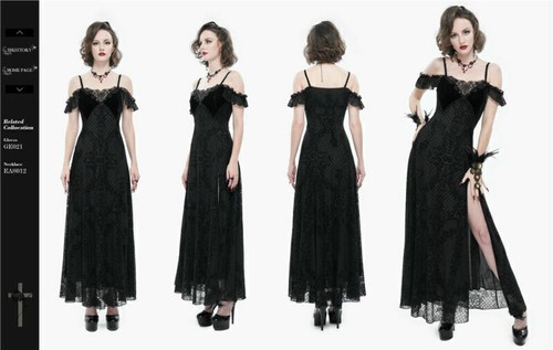Eva Lady Damska gotycka dzielona seksowna sukienka Koronka Splicing Slim Sukienki bez rękawów - Zdjęcie 12 z 18