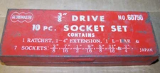 Globemaster 3/8 Drive Socket Set - Missing 1/2" Socket & Extention - Vintage