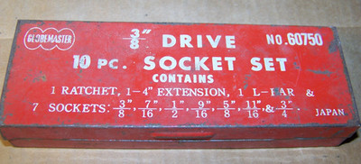 Globemaster 3/8 Drive Socket Set - Missing 1/2'' Socket & Extention - Vintage