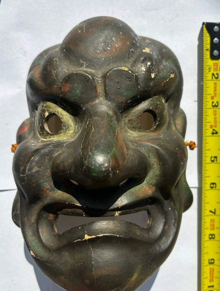 Máscara Tengu Noh japonesa de la era Edo antigua 9,125” Kabuki siglo XVII/XVIII rara Foto 3 de 4