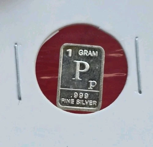 Letter "P" - 1 Gram .999 Fine Pure Silver Bullion Mini Square Bar Ingot Coin