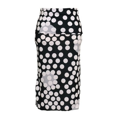 DF-2202 Knee-Length Practice Skirt Black/White & Gray Polka Dots