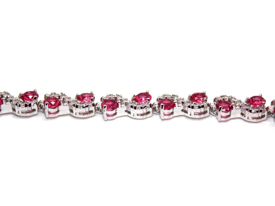 Silver Ruby & White Topaz 14.01ct Bracelet (Free Gift Box) - Image 2 of 4
