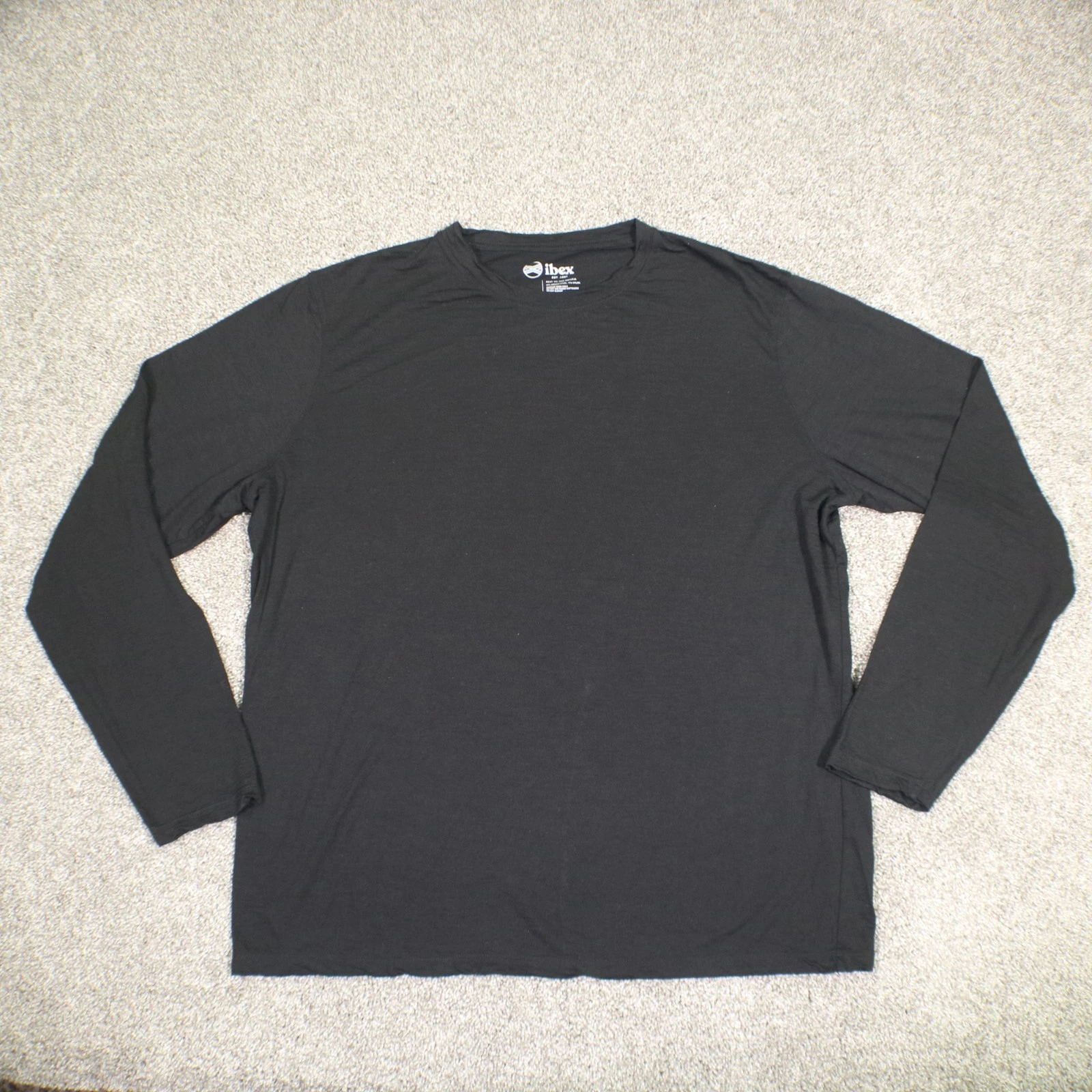 ibex Thermal Shirt Long Sleeve Merino Wool Mens XL Black Baselayer Outdoors Ski