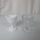 2 Antique Glasco Eye Wash Cup 2.5" Pressed Glass Medical Apothecary Milk Glass