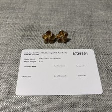 Rose, White & Yellow Gold 9K Floral Stud Earrings Ladies, Hallmarked - 2.25g