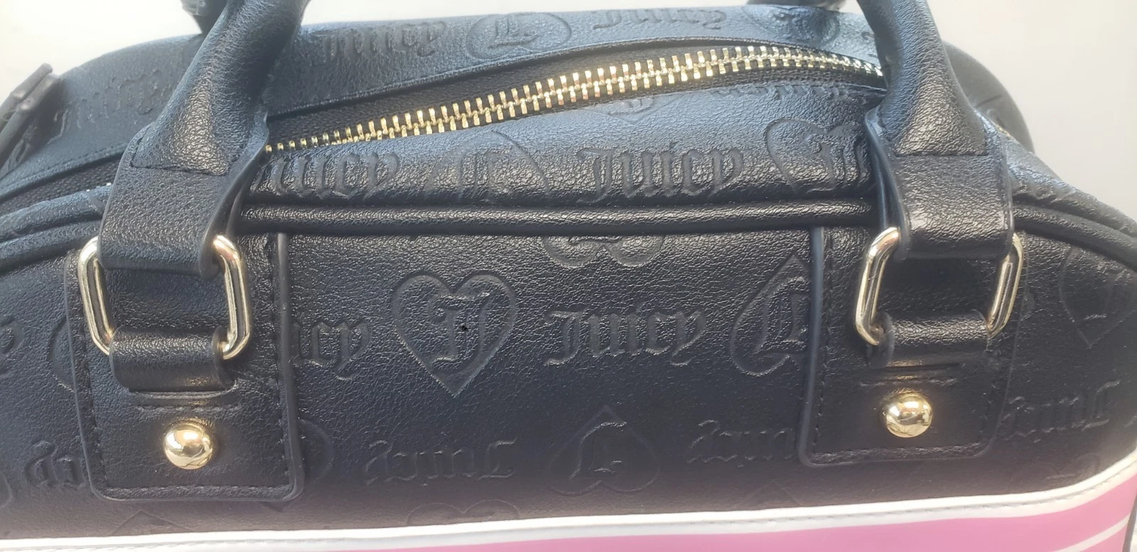 Borsa a tracolla Juicy Couture Fashionista Bowler in liquirizia nera rosa