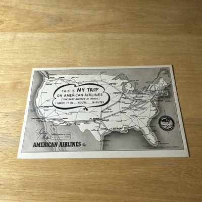 This is My Trip on American Airlines Flagship Fleet System Map USA Postcard