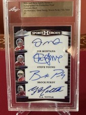 2024 Leaf Metal Sports Heroes 1/1 Quad Auto Montana Young Purdy Y.A. Tittle 🔥