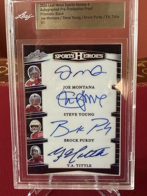 2024 Leaf Metal Sports Heroes 1/1 Quad Auto Montana Young Purdy Y.A. Tittle  