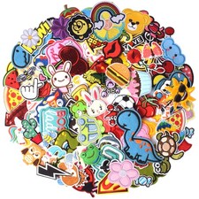 60PCS Random Assorted Styles Embroidered Patches, Sew on/Iron on Applique for