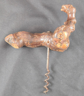 Vintage Burl Root Wood Corkscrew Primitive Rustic Folk Art Barware Collectible