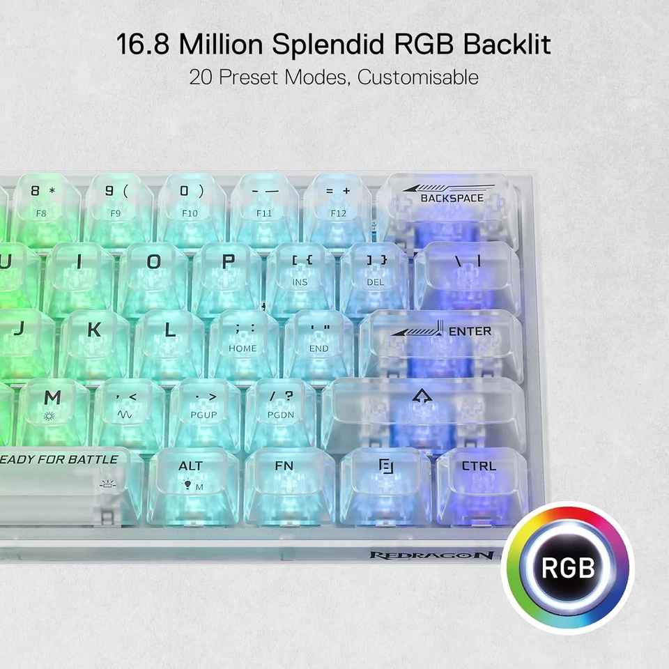 Redragon K617 SE 60% Wired RGB Gaming Keyboard, 61 Keys Compact Full-Transparent - Image 3 of 4
