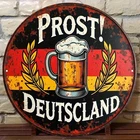 Round Aluminum Prost German Beer Tin Metal Signs Home Décor 8x8