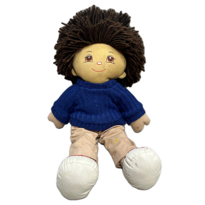 Well Made  Sweetie Mine 18'' Plush Rag Doll  HTF Brown Boy Curly Hair Eyes