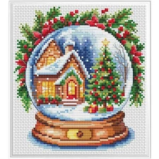 CDA counted cross stitch kit "Snow Globe House", 14,5x16cm
