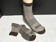 REI WOOL LIGHT HIKER QUARTER CREW SOCKS CHOCOLATE BROWN ~ MEN 9-12 LADIES 10-12