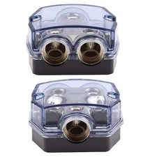 2 Way 0/2/4 Gauge In 0/2/4 Gauge Out Amp Power Distribution Block For Car Audio