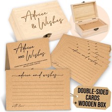 Advice and Wishes Cards Box - 50 Pcs Rustic Baby Shower Advice Cards, Wedding...