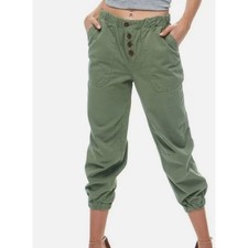 Free People Utility Jogger Pants Olive Green Cropped Medium, 100 cotton