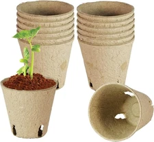 Peat Pots, Biodegradable Pots for Seedlings with Drain Standard, Natural 