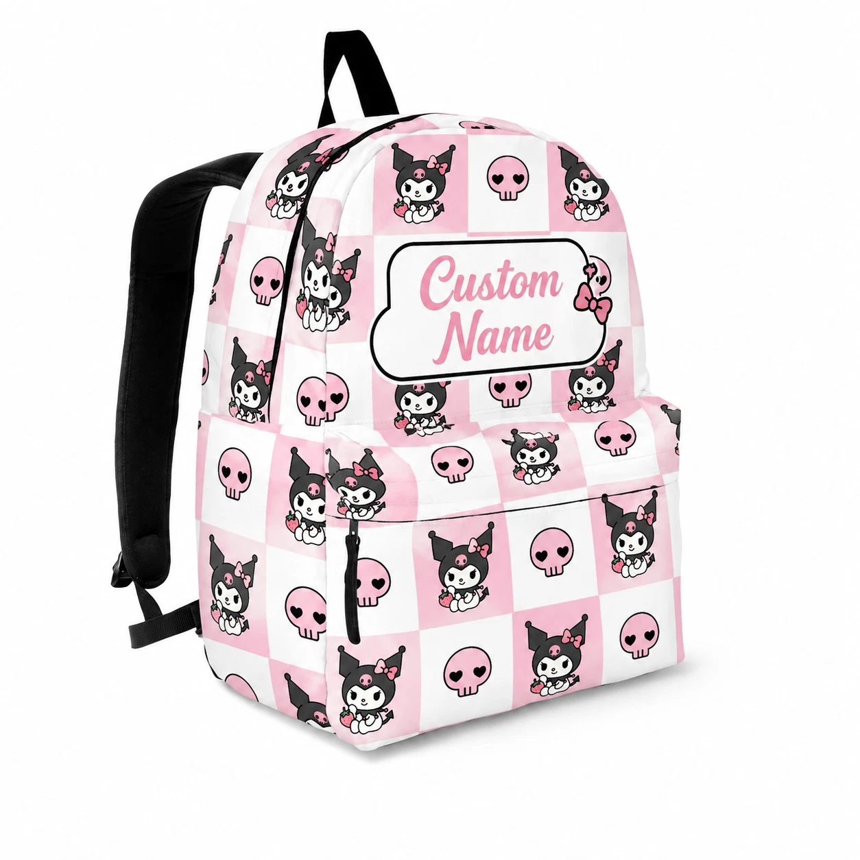Custom Name Cute Kawaii Bunny Skull Pattern Backpack