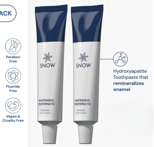 SNOW Whitening Zahnpasta mit Nano Hydroxylapatit (nHap) - 2 x Packung 3oz
